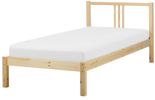Beliani Holzbett Kiefernholz Hellbraun Lattenrost 90x200 cm hohes Kopfteil modern Vannes
