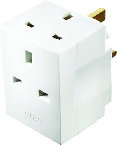 Multi Socket Plug Adaptor, Two Sockets, 5 x 5 x 7 cm, White