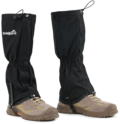 Verstellbare wasserdichte 1000D-Beinlinge für Männer und Frauen Schneestiefel-Gamaschen zum Wandern Jagen Sand- und Schlammwandern Bergsteigen oder Schneeschuhwandern (schwarz L)