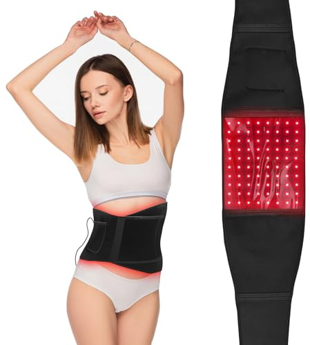 Hottoerak Rotlichtlampe Gürtel, 660nm & 850nm Infrarotlampe, 80 LEDs | Infrarotlampe mit Zeitschaltuhren und 3 Modi, 5 Helligkeitsstufen Rotlicht, Red Lights für Rücken Schulter Gelenke