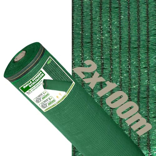 Exma Lona Sombra Exterior Malla Sombreo Red para Vallas y toldos - Rollo Tela Ocultacion Jardin de Maya [Verde Ancho2m]