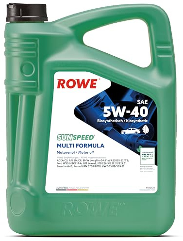 ROWE SUNSPEED Multi Formula SAE 5W-40, 5 Liter, Mehrbereichs-Motorenöl | Mehrbereichs-Motoröl biosynthetisch für Pkws mit Partikelfilter, Art. Nr. 4920138