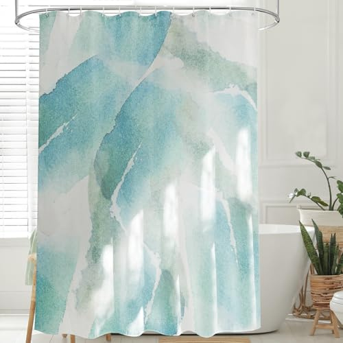 Feagar Duschvorhang 180x180 – Blauem Aquarellmuster, Wasserdicht, Anti Schimmel, Schnell Trocknend – Waschbar, aus Polyester für Duschvorhang Badewanne und Dusche, mit 12 Ringen