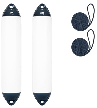 Mesle Bootsfender Ultra 2er Set mit Leine, ø 19.5 cm | 102 cm lang, Langfender aufblasbar, Bootsfender, Fender Schiff Yacht Schlauchboot