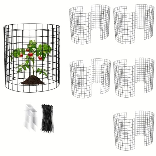 HANQ Protección contra animales, 42,8 x 33 cm, rejilla protectora para plantas, jaula con estacas y cintas, protección de plantas de alambre para proteger plantas y verduras de animales (5 unidades)