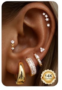 CASSIECA 7Pares Pendientes Mujer Piercing Oreja Acero Quirurgico Pendientes Dorados Pendiente Aro Oro Piercing Helix Tragus Cartílago Múltiples Piercings Hipoalergenicos para Mujer Hombre