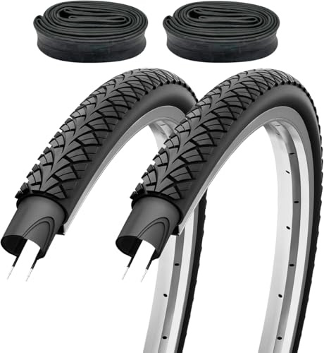 F24Tyre 2er Set Fahrradreifen 26x1,75 Zoll 47-559 wählbar mit Schläuchen | Autoventil Fahrradventil französisches Ventil – Trekkingreifen Allround für Citybike Trekkingrad Tourenrad