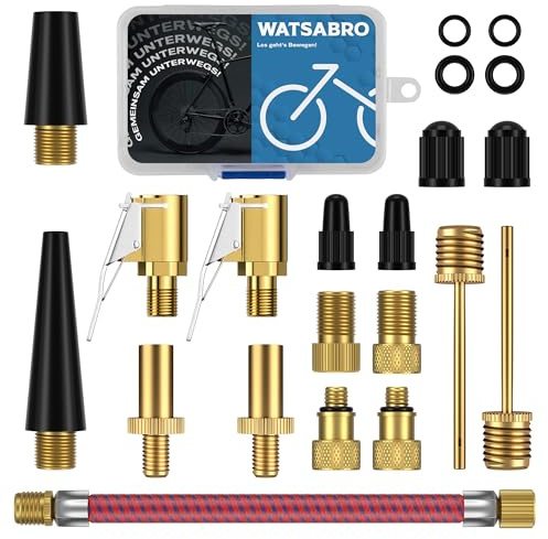 WATSABRO Fahrradventil Adapter Set, Autoventil Adapter und Französisches Ventil Adapter