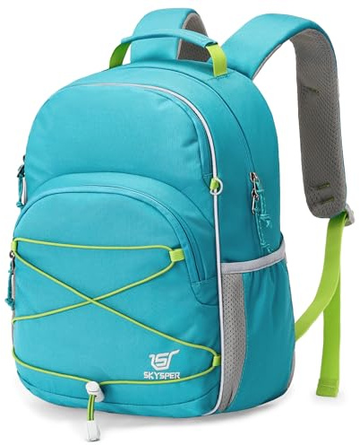 SKYSPER Barnryggsäck med bröstband liten ryggsäck 12 l vandringsryggsäck pojkar flickor dagis 3 år gammal ryggsäck för vandring skola, grön, 12L
