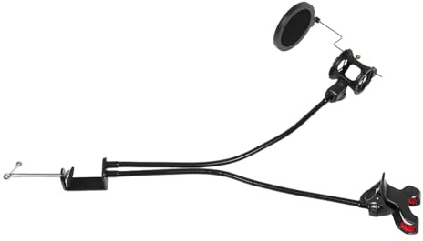 BESPORTBLE Gooseneck Handy Live Übertragungsständer mit Mikrofonarm und Popschutz Stabiler Tischmikrofonhalter für Vielseitige Aufnahme und Streaming Szenarien