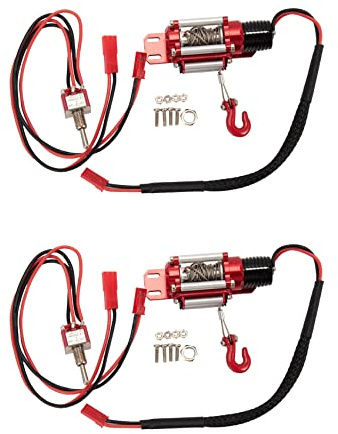 Janasiba Lot de 2 treuils simulés automatiques en métal pour voiture RC Crawler TRX4 SCX10 90046 D90