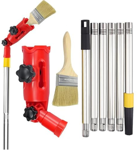 Multi-Angle Paint Brush Extender Holder, Extendable Paint Brush, Extension Pole Attachments for High Ceiling, 1.7M Universal Pa-int Bru-sh Extender Tool fits Most Rollers, Bru-sh, Scrapers