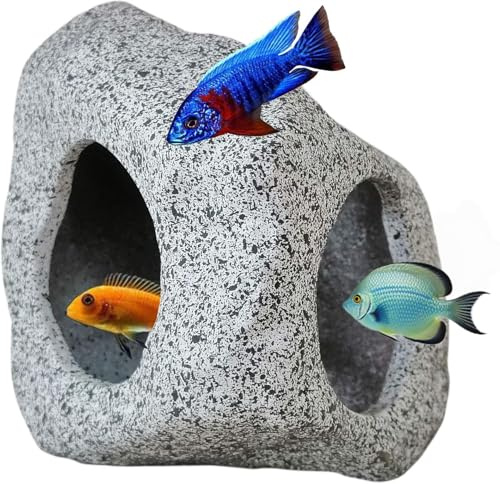 QHFlashbuy Cueva Mascotas Acuáticas,Decoración Cerámica Acuario Escondite para Camarones Adorno de Cueva para Pecera Animales Acuáticos Decoración Paisaje