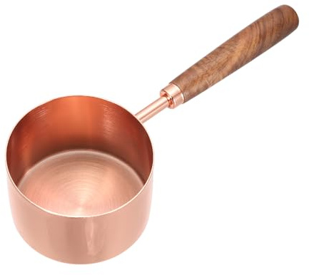 sourcing map Cuchara medidora, cuchara de café de acero inoxidable de 250 ml con mango de madera para café molido, té, azúcar, cocina, hornear, oro rosa