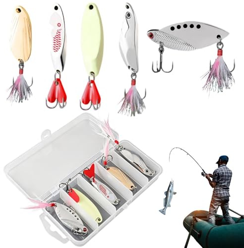 Generiskt fiskedrag, sked, fiskespinnare med | skedblinkers | för reservoardamm, , hav, surk, sjö, flod, utomhus