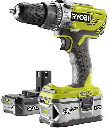 Ryobi - Perceuse-visseuse à percussion One+ 18 V Li-Ion 2.0/4.0 Ah 50 Nm avec sac à outils - R18PD3-242S