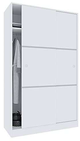 Arreditaly Armoire avec Deux Portes coulissantes et Trois étagères, Couleur Blanc Brillant, Dimensions 120 x 200 x 50 cm
