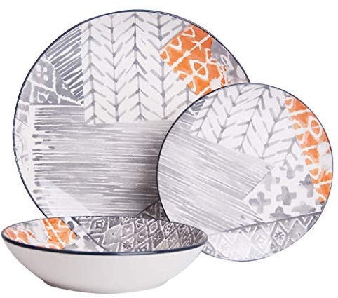 Servizio di Piatti da tavola in ceramica rabat grigio 18 pezzi