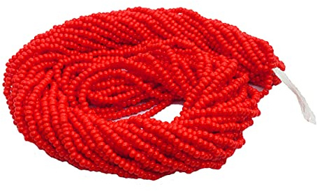 Perlin 4500 Stück Rocailles Perlen Indianerperlen Saatperlen Miniperlen 2mm Preciosa Ornela Tschechische 11/0 Glasperlen auf Mehreren Strängen Rot Opak