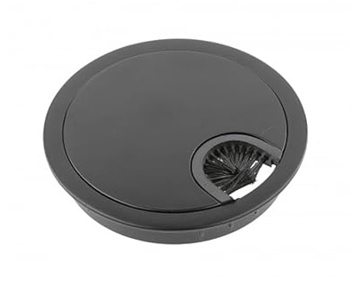 60mm, 80mm Metal Desk Cable Tidy Outlet Grommet Insert (Chrome, Black, INOX) (80mm, Black)
