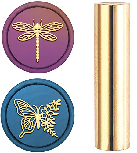 craspire 15 mm Wachs-Siegelstempel, 2 Seiten, Mini-Messing-Siegelstempel Für Hochzeitsfeier, Einladung, Dekoration Für Geburtstagseinladungen, Geschenk, Scrapbooking (Schmetterling + Libelle)