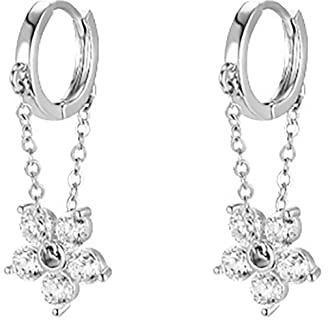 Reffeer 925 Sterling Silber Blumen Creolen für Frauen Blumen Ohrringe Tropfen