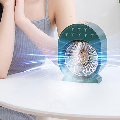 Wisada Mini Luftkühler, 4 in 1 Tragbarer USB Mobile Lüfter Klimaanlage, 180 ml großem Wassertank Lüfter Luftbefeuchter mit 3 Windgeschwindigkeiten und 7 Farbigem LED Nachtlicht für Büro, Heim (Green)