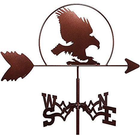 Wetterfahne mit Tierverzierung,Richtungsanzeiger aus Metall für Gartendekoration,Dachmontage,Kuh,Eichhörnchen,Wal,Huhn,Adler,Wetterfahne für den Außenbereich,Messwerkzeug (Farbe: Adler)