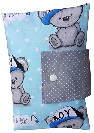 XXL Windeltasche Teddy Bärchen blau grau Punkte