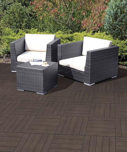 Nicoman Garden Decking Tiles Cosmopolitan Patio, Terrace, Hot Tub Deck Tiles | Interlocking Decking Tiles | Recycled | Cosmo Composite | Outdoor Drainage Deck Flooring (Brown, 30 x 30cm, 40x)