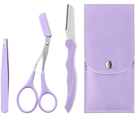 PLABBDPL Forbici e kit di pennelli per sopracciglia, 4Pcs Pennello per Sopracciglia, forbici per toelettatura dei capelli, Pettinino Laminazione Ciglia e Rasoio per Sopracciglia