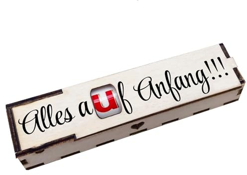 Duplo Holzbox mit Schokoriegel Geschenkbox mit Spruch Gravur Schokolade Mitbringsel Geschenkidee (Alles auf Anfang)