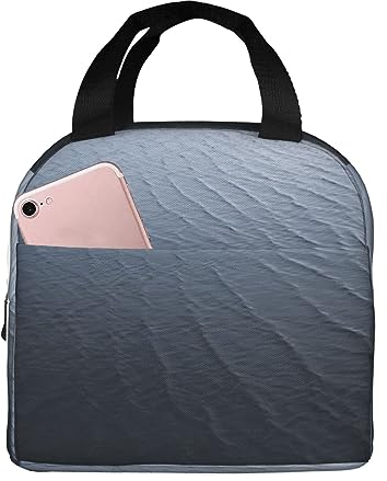 FJAUOQ Bolsa de almuerzo aislada con ondas negras profundas para mujeres y hombres, impermeable, reutilizable, lonchera enfriadora, bolsa de almuerzo, bonita lonchera para trabajo, oficina, viajes,