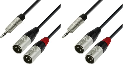 Adam Hall Cables 4 STAR YWMM 0180 - Câble Audio REAN Mini-Jack 3,5 mm stéréo vers 2 x XLR mâle 1,8 m (Lot de 2)