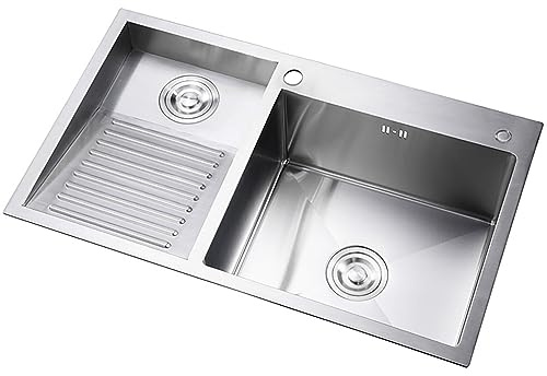 GArcan Utility-Waschbecken mit Waschbrett, Edelstahl-Waschbecken, Doppelbecken-Küchenspüle für Waschküche, Badezimmer, Bauernhaus (Farbe: Silber-A, Größe: 60 x 48 x 21 cm)
