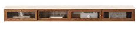 Hängend TV Board Ultradünnes schwebendes TV-Regal zur Wandmontage, moderner TV-Ständer zur Wandmontage aus Holz, Entertainment-Center, Medienkonsole, TV-Ständer mit Aufbewahrungsschrank und Glastüren