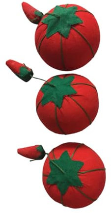 Lurrose Nadelkissen, Sticknadelkissen, einzigartige Nadelkissen, Nähnadelzubehör, Nadelhalter, Nähzubehör, runde Nadel, dekorativer Blumen-Tomatenbehälter, Rot, 2 Stück
