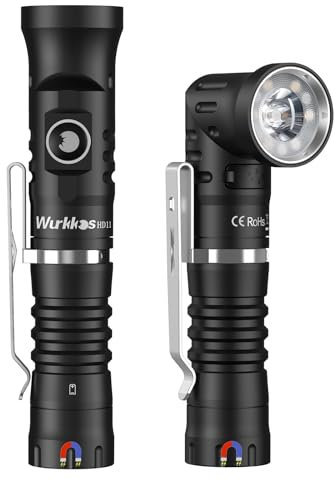 Wurkkos HD11 Right Angle Flashlight with Red Light, 1800 Lumens 90 Degree Spotlight & Floodlight EDC Flashlight, IP68 Waterproof for Working Outdoors
