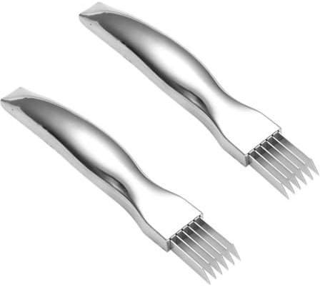 Cabilock 2 Piezas Cuchillo de corte de cebolla de acero inoxidable stainless steel cortadores para verduras cortadora de patatas cortadora de segmentación trituradora de cocina