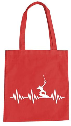 Herzschlag Wakeboard Baumwolltasche - Ekg Wake Board Wakeboarding Water Ski Rot