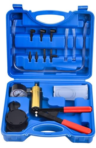 LXNEER Brake Bleeding Kit Vacuum Pump Pressure Tester Gauge Set, Brake Bleeder Kit Hand Held Pressure Vacuum Pump Tester, Manual Brake Clutch System Fluid Bleed Kit One Man for Car Motorcycle