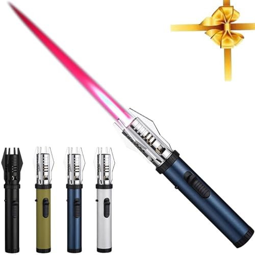 Torch Lighter, Butane Gas Lighter, Refillable Windproof Jet Flame Lighter, Bright Flame Lighter with Safety Lock and Adjustable Flame, Cool Lightsaber Lighter for Candles, Campfires, BBQ, Baking, Camp