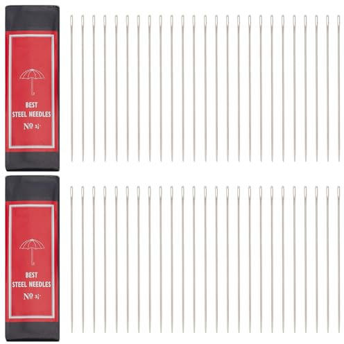 FREEBLOSS 50 pz Aghi Sashiko Aghi per Cucire A Mano Sashiko Aghi Da Ricamo Aghi Affilati per Cucire A Mano Aghi per Trapuntatura per Trapuntatura A Mano con Custodia per Aghi In Plastica