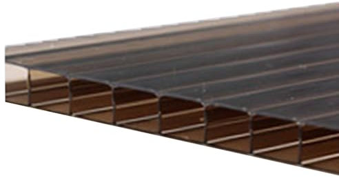 YCOVSFP Pannelli for Serra in Policarbonato A Doppia Parete da 20 Pezzi, Pannelli Isolanti Trasparenti for L'illuminazione Naturale, Pannelli di Copertura Facili da Tagliare(Brown,120X105cm-8mm)