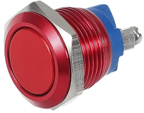 ULTECHNOVO Pulsante in Metallo Da 16 Mm Rosso Autoripristinante Con Aggancio Per Camion Auto Barca Automotive Montaggio A Pannello Industriale