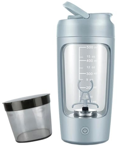 Coctelera eléctrica con compartimento para polvo, 650 ml, batido de proteínas recargable, mezclador de proteínas para batido de proteínas