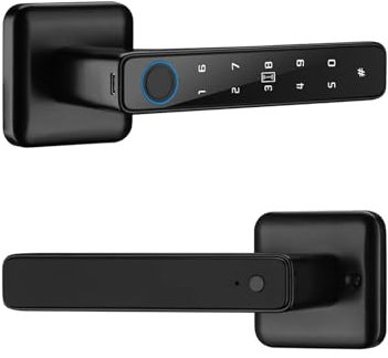 VEKELETE TTLock App Smart Fingerprint Password RFID Card Serratura a catenaccio Singola for Porta Interna in Legno e Metallo(Black)