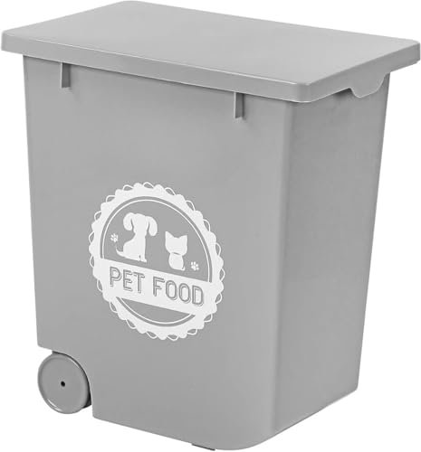 Home Beauty 20 L Airtight Plastic Pet Food Storage Bin with Flip‑Top Lid & Wheels Bin for Dogs, Large Cat Food Container – Animal/Bird Seed Dispenser (Grey, 20L/10KG)