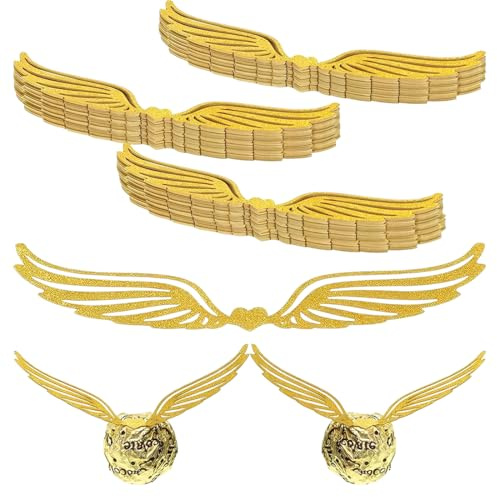 YUZNA 100 Stück Cupcake Topper Halloween, Golden Schokolade Flügel Party Wings Dekor, Zauberer Super Wings Kuchen Deko Cupcake Topper Schokolade Dekoration mit Klebepunkt