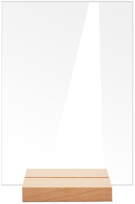 20 Stück Transparenter Acryl Tischkarten mit Holzsockel,Wiederverwendbar Platzkarten,DIY Tischnummernschild,Blanko Acrylplatte Tischschild,Karten für Hochzeit,Party,Gästename,Rechteck,10 x 14cm